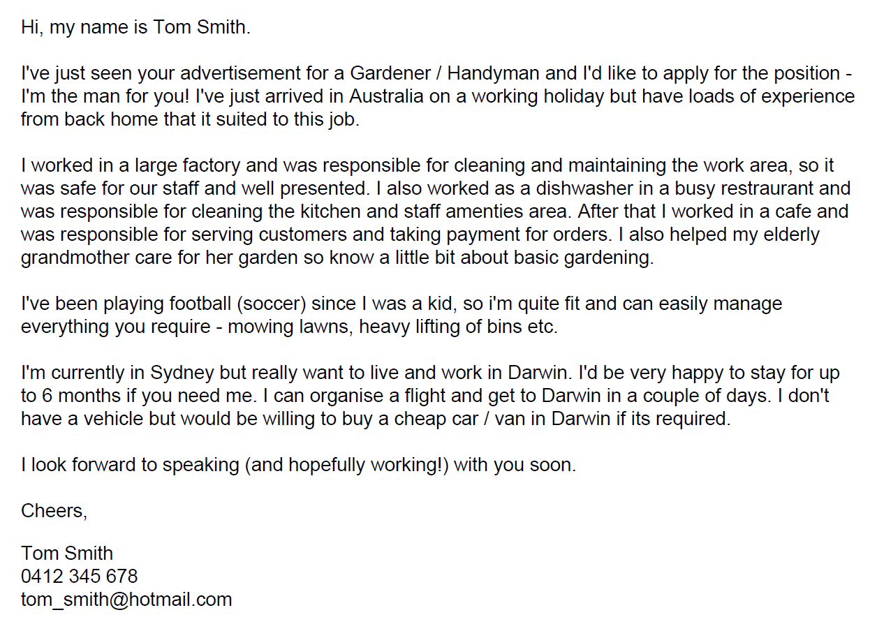 Cover letter boomerang